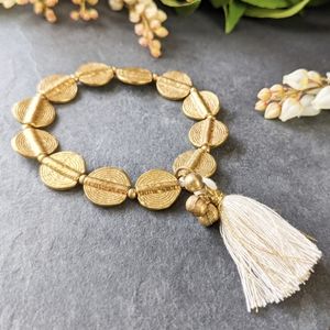 NWT Baizaar Etched Brass Bead Tassel Bracelet